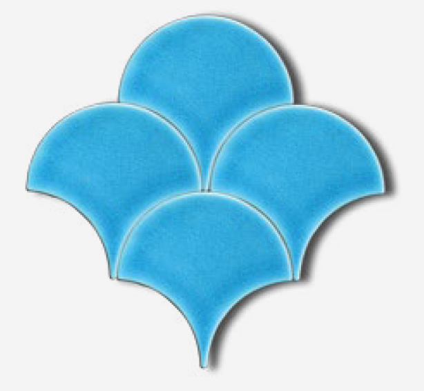 20x20 cm Rölyefli Seramik Balık Pulu Turkuaz -2